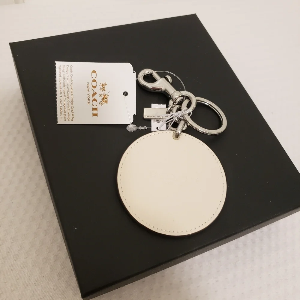 NWT Coach Leather Beachball Bag Charm/key Chain, Ret. $68